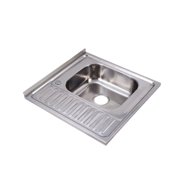 Square stainless steel single basin sink with small plate