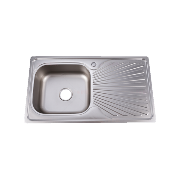 Square stainless steel single basin with plate sink for kitchen