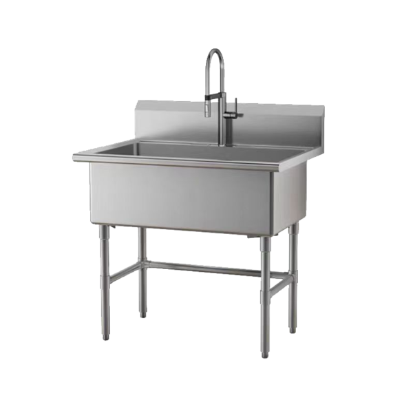 Free Standing Single Bowl Commercial Stainless Steel Sink - Image 2