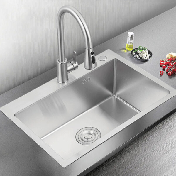 Kitchen handmade sink Brushed kitchen sink Stainless steel sink single sink - Image 3