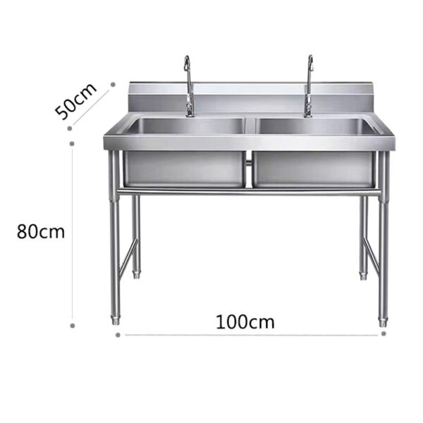 Commercial 304 stainless steel sink single double three sink school sink kitchen canteen - Image 2
