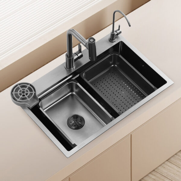 304 stainless steel sink Kitchen Nano honeycomb embossed single sink thickened bowl basin washing basin - Image 3