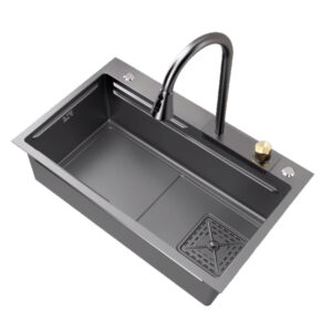Kitchen rain waterfall sink Wash basin Stainless steel sink large single sink
