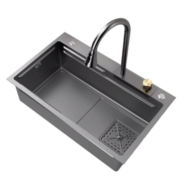 Kitchen rain waterfall sink Wash basin Stainless steel sink large single sink