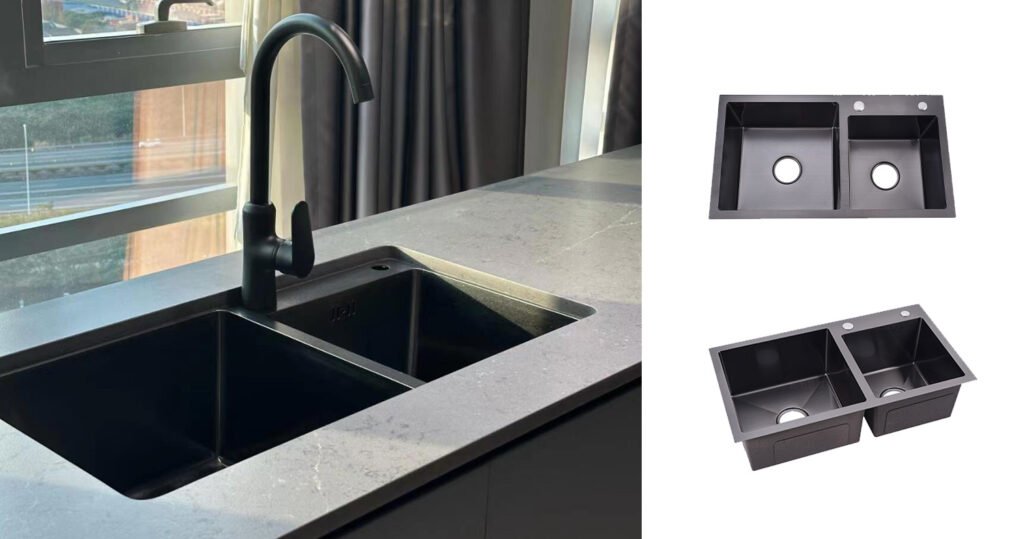 black stainless steel sinks