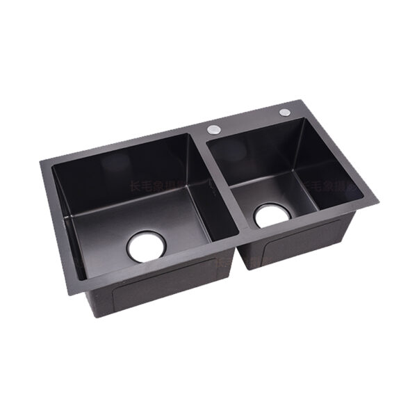 Contemporary Handmade Stainless Steel Sink with Double Basin - Image 3