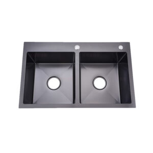 Contemporary Handmade Stainless Steel Sink with Double Basin
