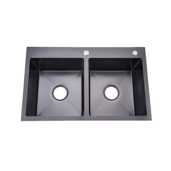 Contemporary Handmade Stainless Steel Sink with Double Basin